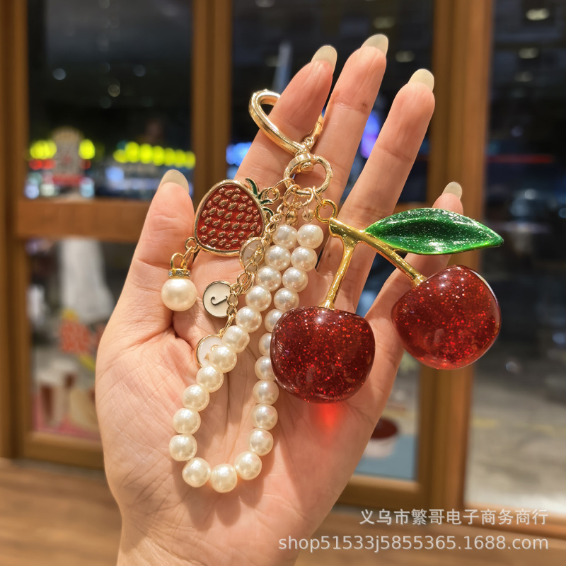 厂家直销樱桃包包挂件车厘子钥匙扣创意汽车装饰钥匙扣跨境批发女|undefined