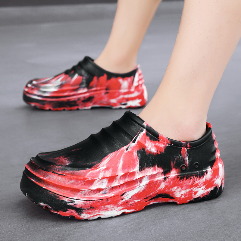 Zapatos de cocinero de comercio exterior 2025 primavera nueva pareja zapatos de trabajo casuales de un pie zapato deportivo de suela gruesa zapatos de cocina ligeros