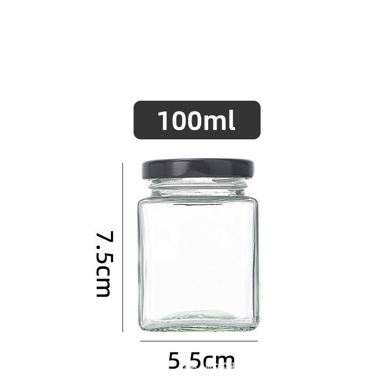 四方蜂蜜瓶加厚玻璃酱菜瓶罐头瓶子四方果酱瓶包装密封罐|undefined