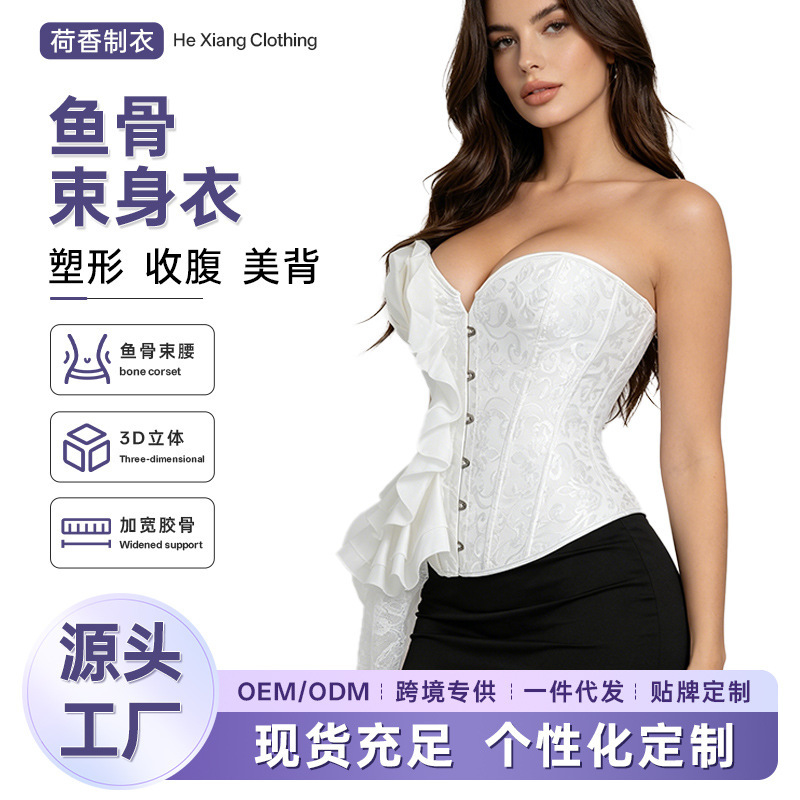 New Style Corset Women's Dress Satin Lace Court-Style Fishbone Corset Shapewear Top Factory Wholesale New Style Corset Women's Dress Satin Lace Court-Style Fishbone Corset Shapewear Top Factory Wholesale