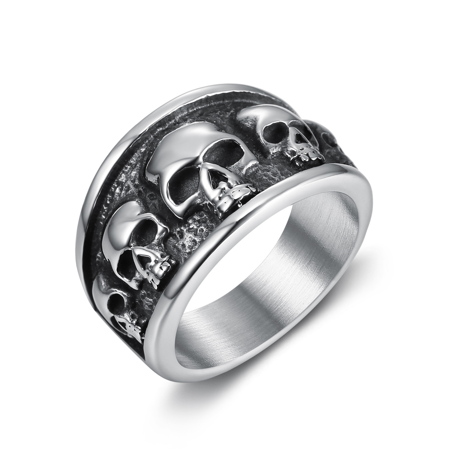 20g Weight Rings Classification Street Occasion Punk Skull 304 Stainless Steel Polishing Halloween Men'S Rings