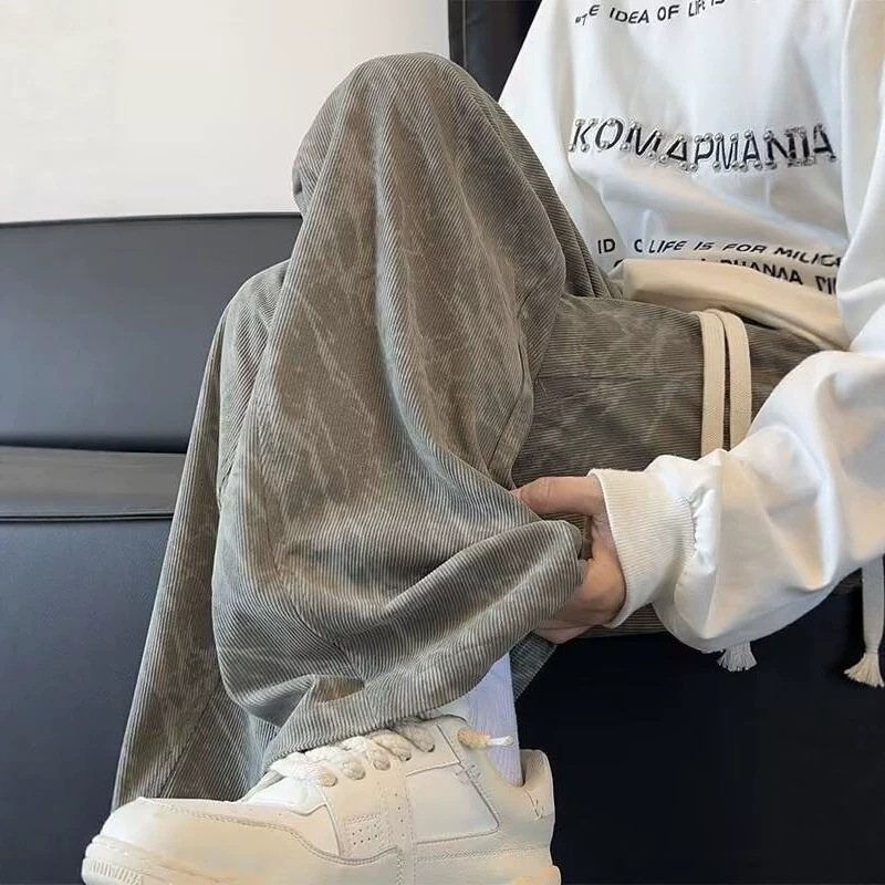 Cross-border American-style tie-dye corduroy pants, men's spring/autumn collection, straight-leg, loose fit, trendy new style, casual and stylish Cross-border American-style tie-dye corduroy pants, men's spring/autumn collection, straight-leg, loose fit, trendy new style, casual and stylish