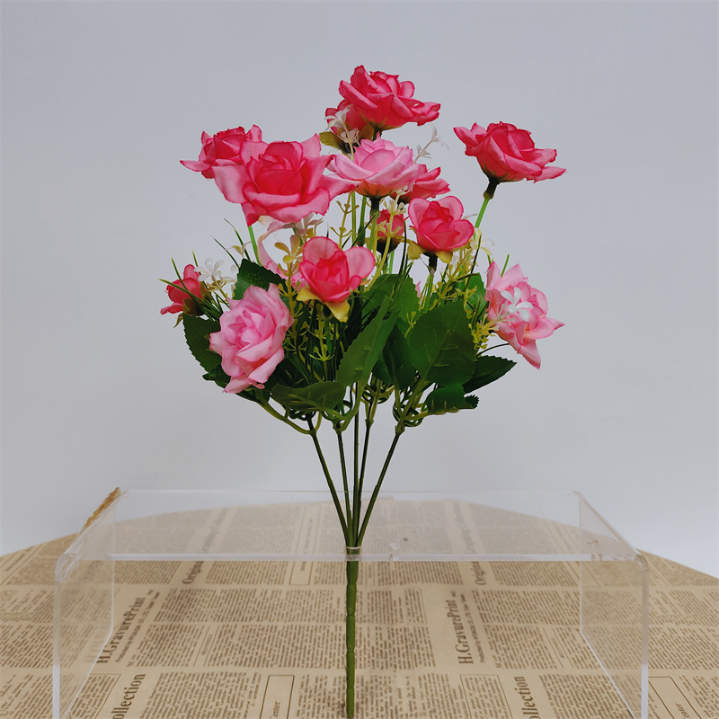 zh花玫瑰花摆设花束单支套装客厅装饰花艺塑料花绢花假花摆件|undefined