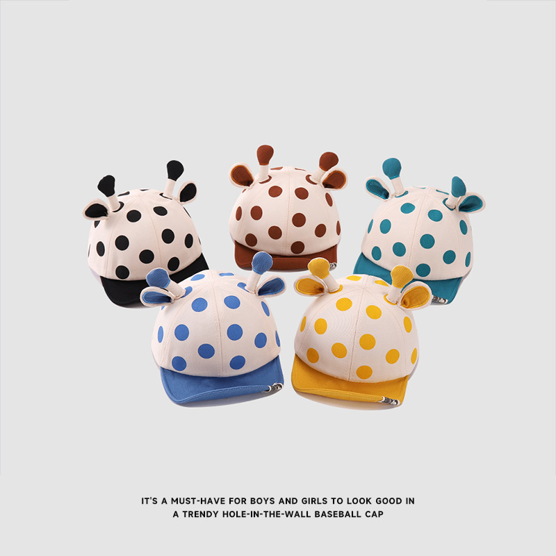 Kids' Hats: Spring/Summer New Arrival Cartoon Deer-Ear Polka-Dot Girls' Visors | Boys' Outdoor Sun-Protective Baseball Caps