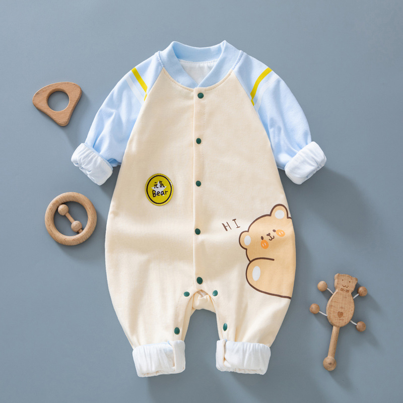 Bebé recién nacido mono primavera y otoño bebé de doble capa de algodón mameluco de manga larga dibujos animados lindo Super lindo fiesta romper