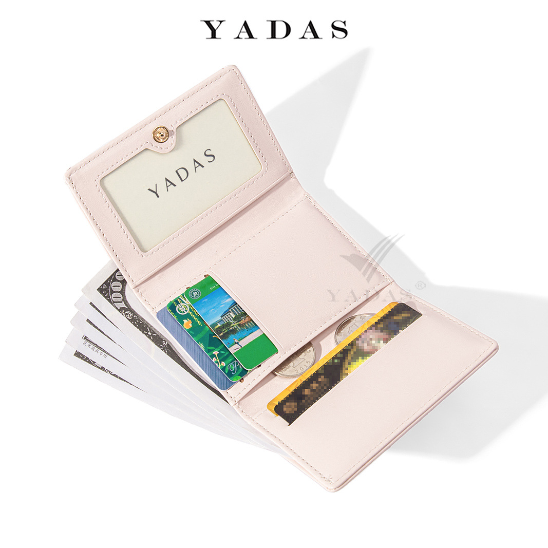 [Historieta Linda] Yadas titular de la tarjeta de las mujeres lindas textura brillante hardware corto tríptico Monedero billetera