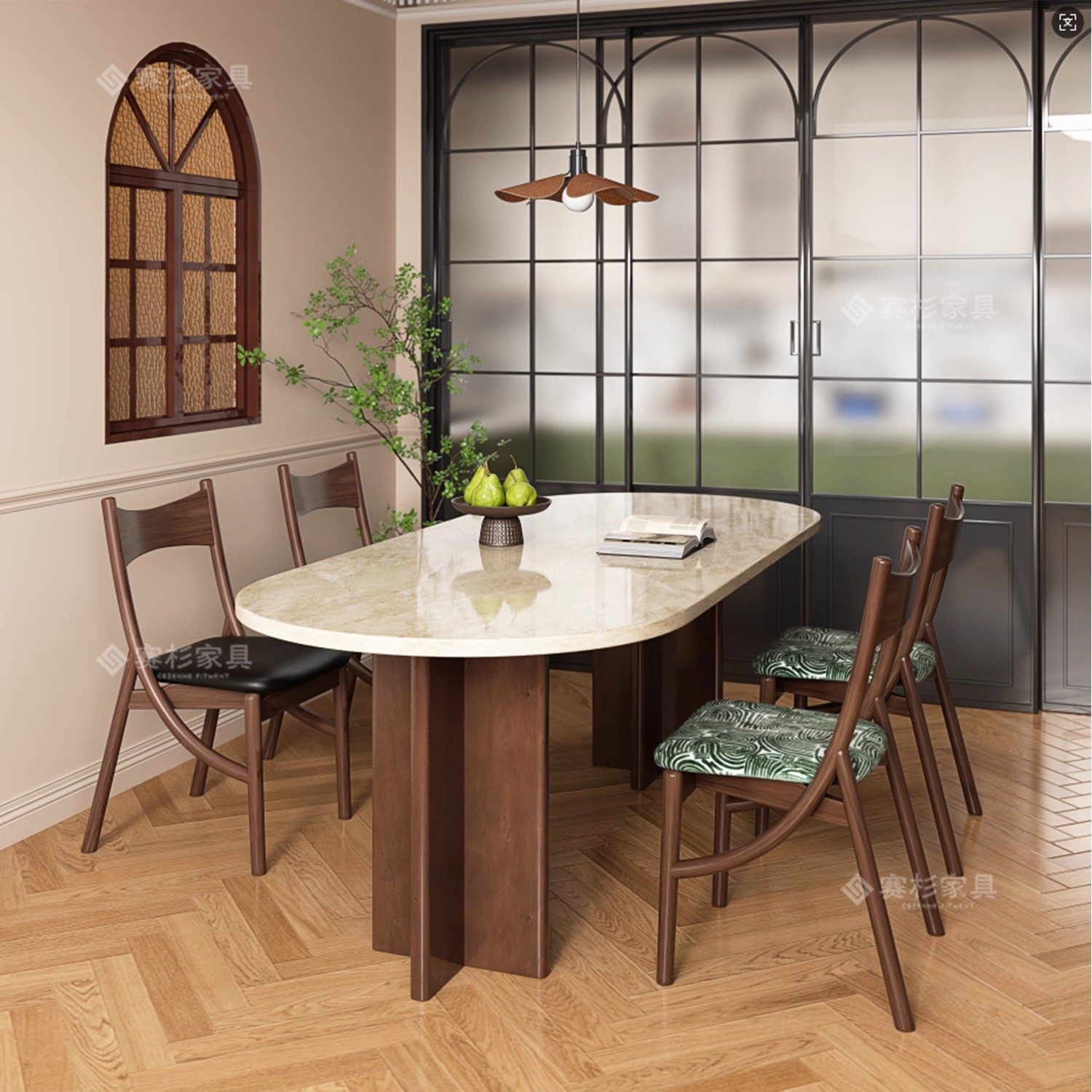 Silla de comedor medieval 2025 nueva silla de madera maciza silla de mesa de comedor casera silla de diseño para gatos silla de orejas silla de comedor de paquetes blandos casuales