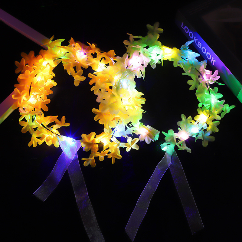 Mori nueva transfronteriza Hawaiana luminosa Garland accesorios para el cabello Súper diadema de hadas al aire libre punto escénico Foto Garland suministro