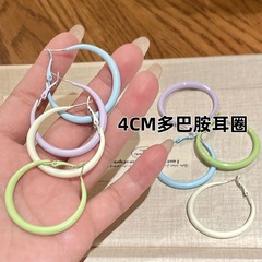 多巴胺彩色甜美大耳圈女海边度假风圈圈耳环轻奢气质特耳饰耳圈