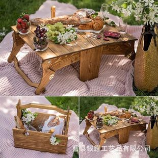 �羳ľ�|�������һҰ�������D�Q����ľ�@Folding Picnic Basket