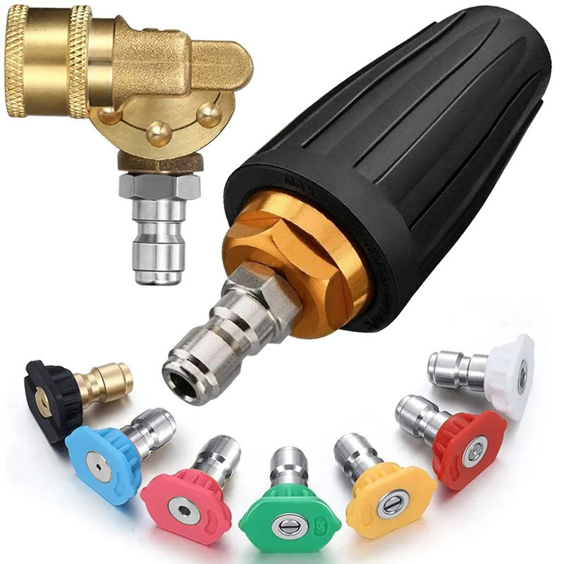 Cross-Border 360-Degree Lotus Rotating Nozzle Connected to High-Pressure Cleaning Machine Ceramic Core Cleaning Lotus Nozzle 1/4 Quick Plug