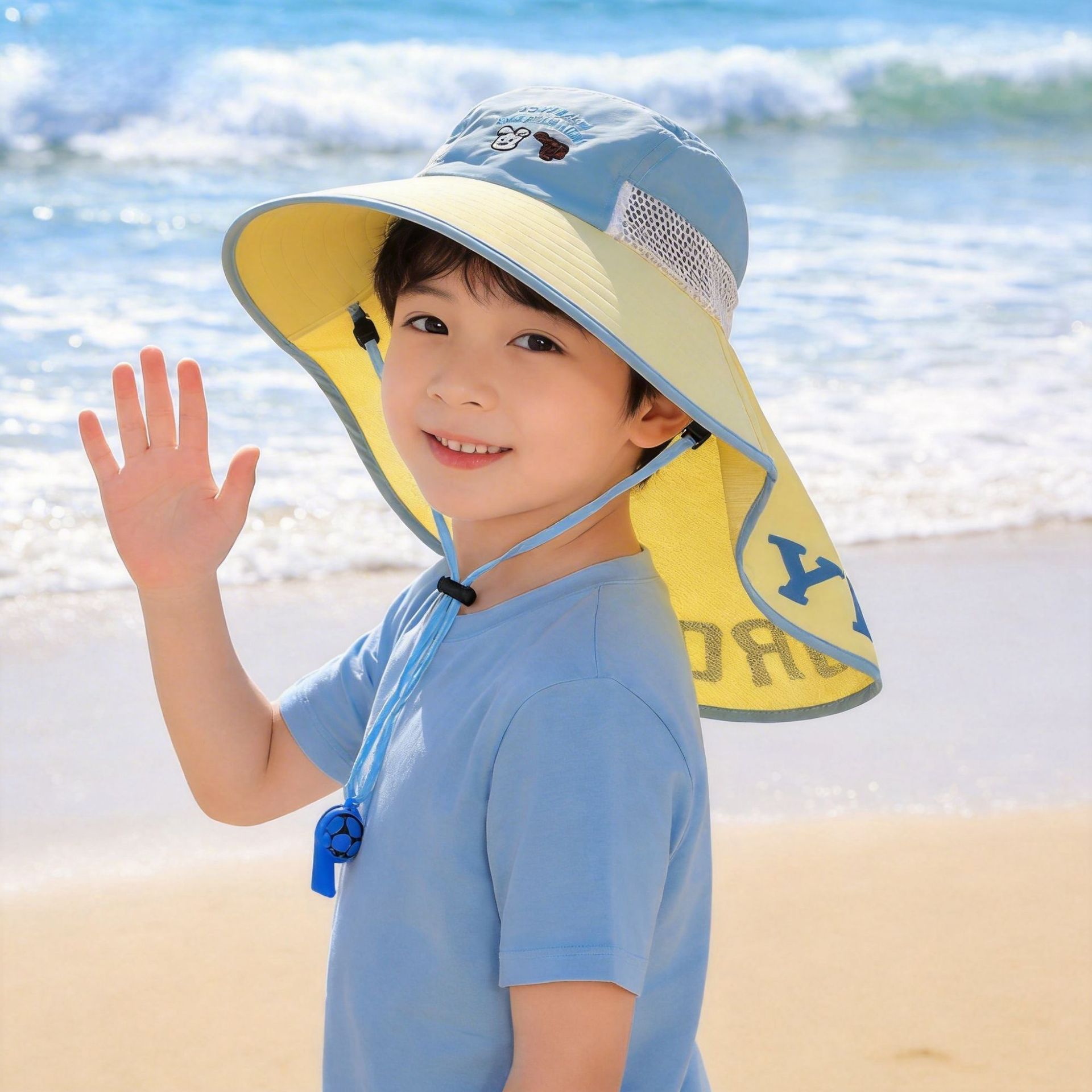 Sombrero de sol para niños con protección nuca contra uv_voghion.com