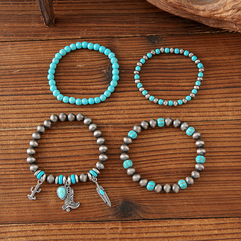 turquoise ethnic beaded bracelet handmade
