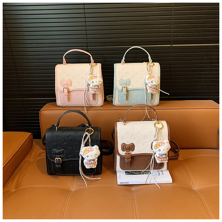 A Niche Embossed Bow Casual Backpack With A High-end Feel, Sweet And Simple Small Backpack_voghion.com