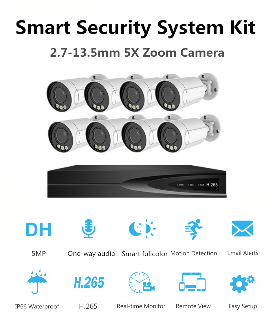Acarte 5MP PoE IP camera 4X zoom cctv Kit变焦监控摄像头套装