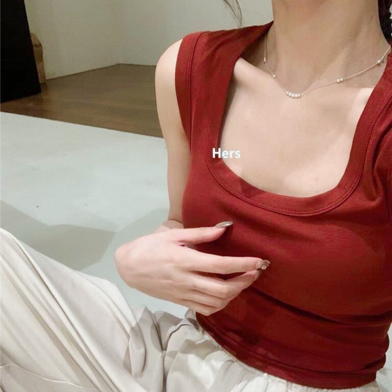 Hers One Spoon Sweet 9225 Long Shoulder Giant Slim Vest Women's Wide Shoulder Strap Base Sleeveless Top