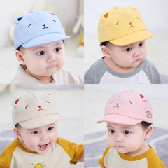Spring and Autumn Baby Hat Children's Sun Hat Cartoon Bear Infant Sun Hat Unisex Outdoor Soft Brim Hat Trendy
