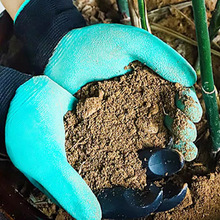 定制园林植物种植手套 户外透气防刺挖土劳保手套 带爪子园艺手套