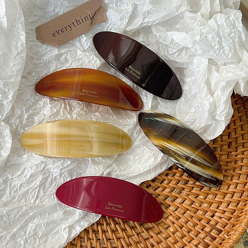 Wholesale Korean Style Hairpin Acetate Spring Clip Elegant Oval Bangs Top Clip Ponytail Half Clip Girl Hairpin Side Clip