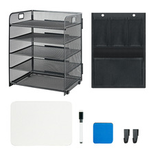 跨境桌面置物架客厅卧室收纳架铁网文件收纳架办公五层文件管理架