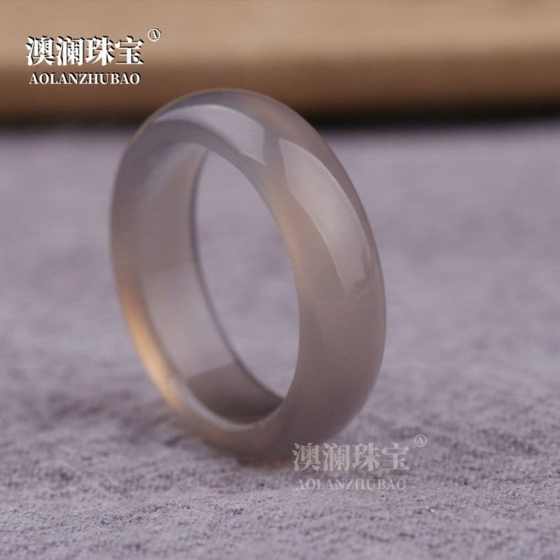 天然巴西玛瑙戒指戒圈手持跑环玉石玉髓指环对戒玉器直播福利|undefined
