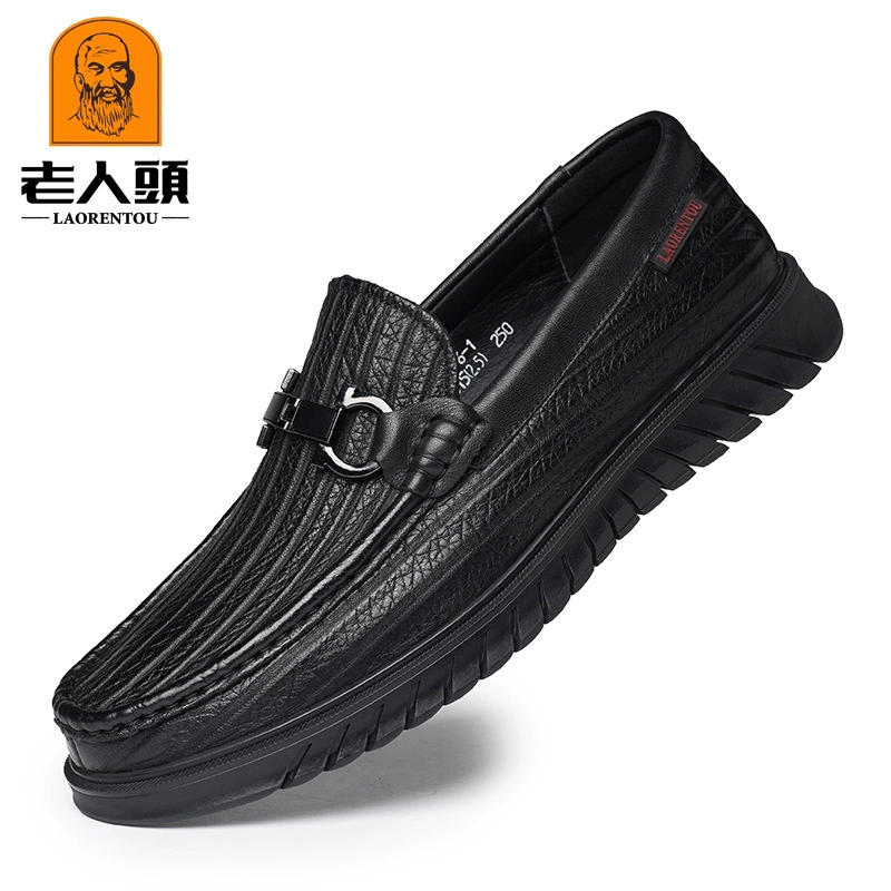 Туфли из овчины с головой старика, мужские туфли в горох с пит-принтом, Мужские дышащие осенние новые деловые повседневные лоферы, модные 9096
