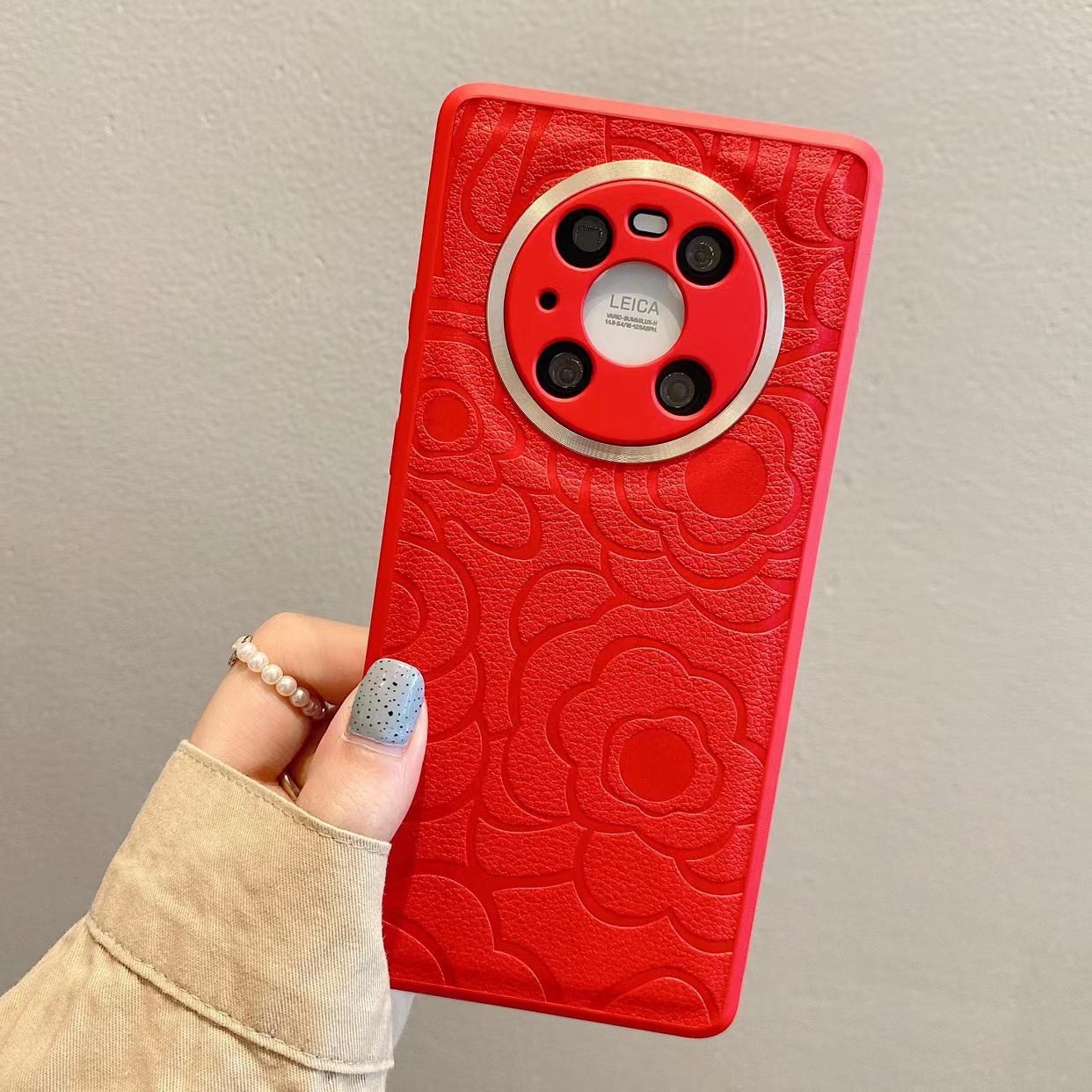 Estilo Chanel Camellia parche para Apple 15/13 caja del teléfono Huawei mate40pro mate50 femenino Nuevo