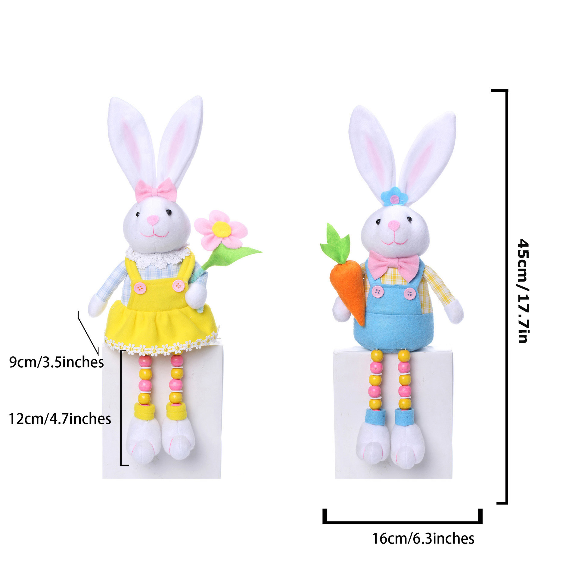 Transfronterizo nueva muñeca de conejo de Pascua con flor de rábano que se sienta la muñeca del pie del grano decoración de la ventana decoración de vacaciones