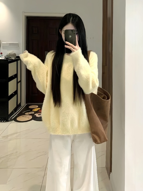 穿搭一整套2025新款超火巨好看松弛感艺术风针织衫毛衣牛仔裤套装|undefined