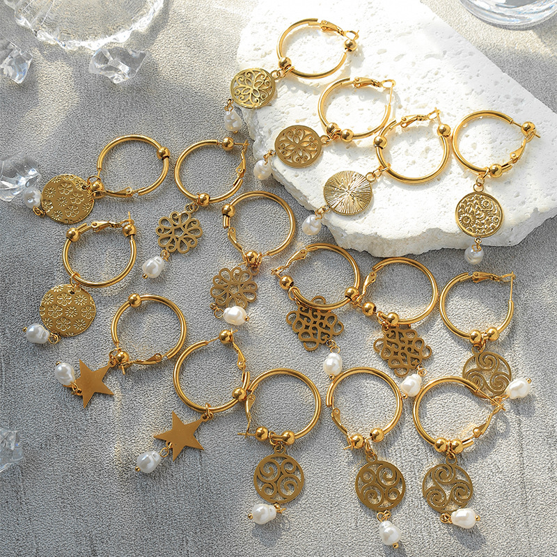 geometric creative design fashionable earrings pearl