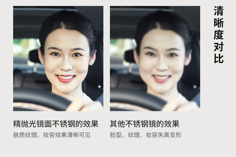 Car sun visor makeup mirror HD mirror car rearview mirror adhesive car shatterproof stainless steel makeup mirror