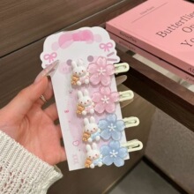 可爱樱花兔兔发夹甜美果冻鸭嘴发夹少女侧边夹碎刘海学生头饰发卡