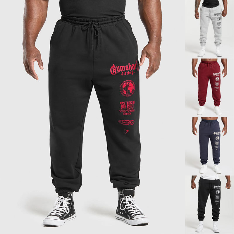 2025 Cross-Border New Men's Sports Pants Joggers Gym Bodybuilding Casual Pants Cotton Printed Pants in Stock