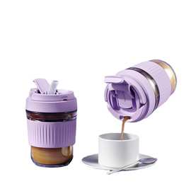 英国Vanow玻璃水杯女带吸管便携可爱夏季泡茶大容量咖啡杯子ins风
