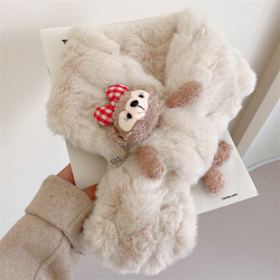 2025 New Furry Scarf for Women, Winter Korean Style, Student Girl Warm Neck Warmer, Cute Plush Thickened Scarf