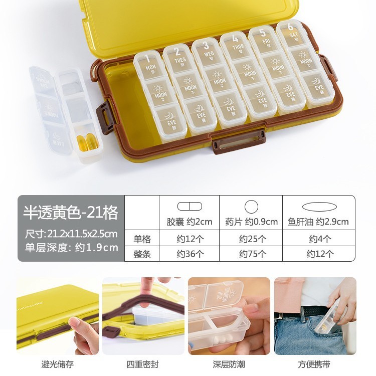 薬箱は一週間七日間に薬器を分けます。携帯で小薬箱を分けます。老人は薬を飲んで一日三食を注意します。|undefined