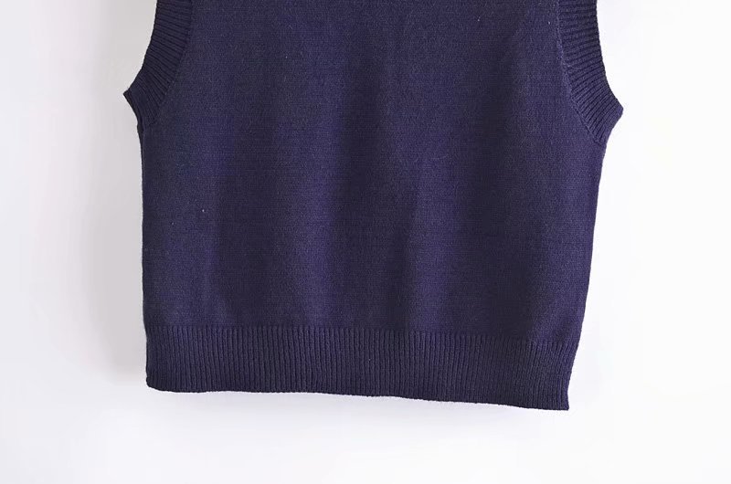 Short Sleeveless Jacquard Knitted Vest NSAM41647