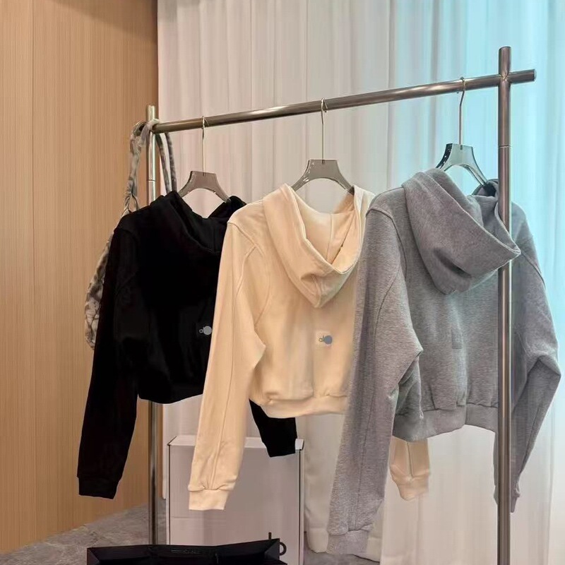 Alo Kendall Jenner Style Short Hooded Cardigan Jacket Slim Fit Petite Casual Sports Loose Sweatshirt Jacket 25Ss