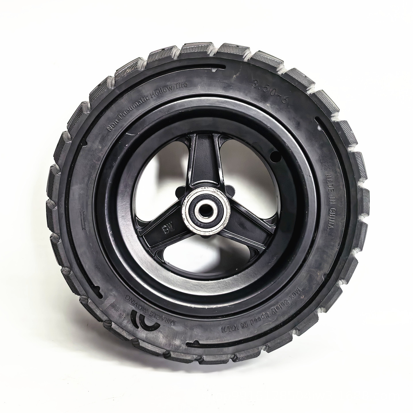 3.50-6 hollow solid tire complete wheel assembly for electric scooters, front wheel off-road anti-explosion tire wheel assembly