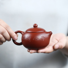 宜興原礦大紅袍紫砂壺全手工刻繪 翠竹西施茶壺禮品直播一件代發