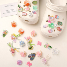 夏日森系多巴胺彩色流苏编织花椭圆干花DIY夏季洞洞鞋花鞋扣配件