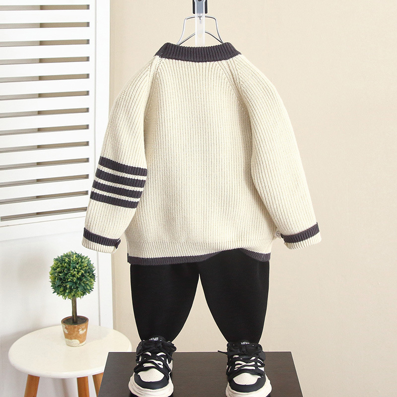 6689 suéter guapo de moda para niños invierno grueso 2025 nuevos niños bebé otoño e invierno suéter de punto coreano image 3