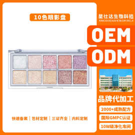 OEM ODM眼影盘10色哑光珠光学生易上色不飞粉眼影代加工批发定制