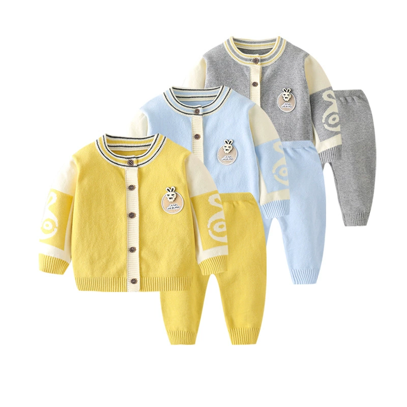 Children's autumn knitted sweater, cardigan, set, thermal underwear for early age, jacket, western style