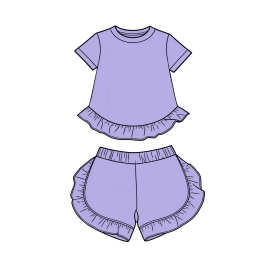 欧美精品店婴幼儿童装外贸批发女孩紫色新款夏季纯棉套装