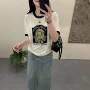 半袖夏季宽松拼色t恤
