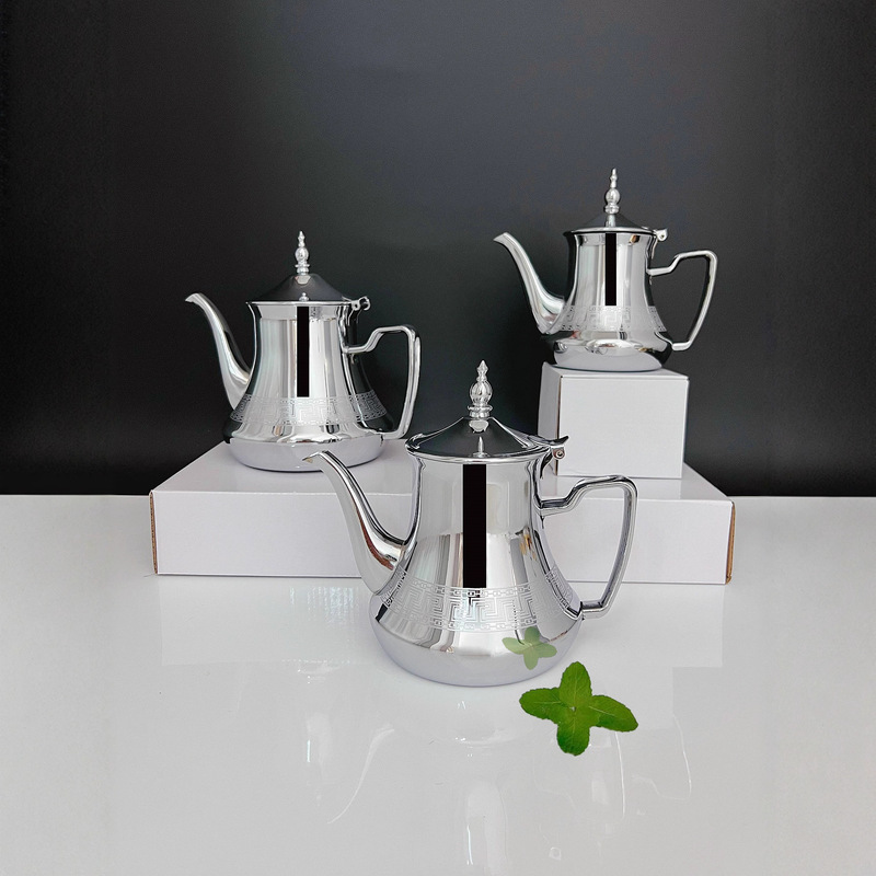 In-Stock Cross-Border Stainless Steel Teapot Moroccan Mint Tea Pot Hotel Restaurant Home Use Kettle Teapot