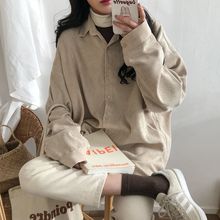 灯芯绒外套长袖秋季日系ulzzang迷鬼马系少女慵懒2022宽松衬衫女