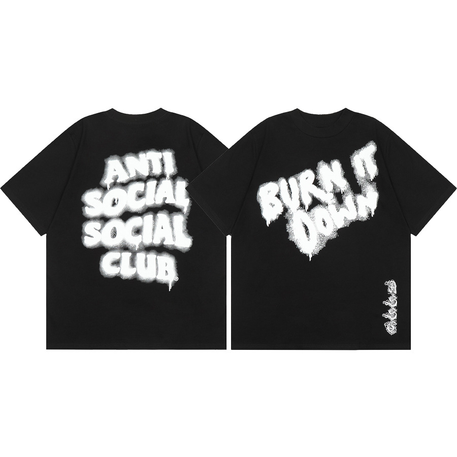 Diferencia de moneda del mercado ASSC CLUB fujiwaro Lightning serie impresa camiseta suelta de manga corta para hombres y mujeres