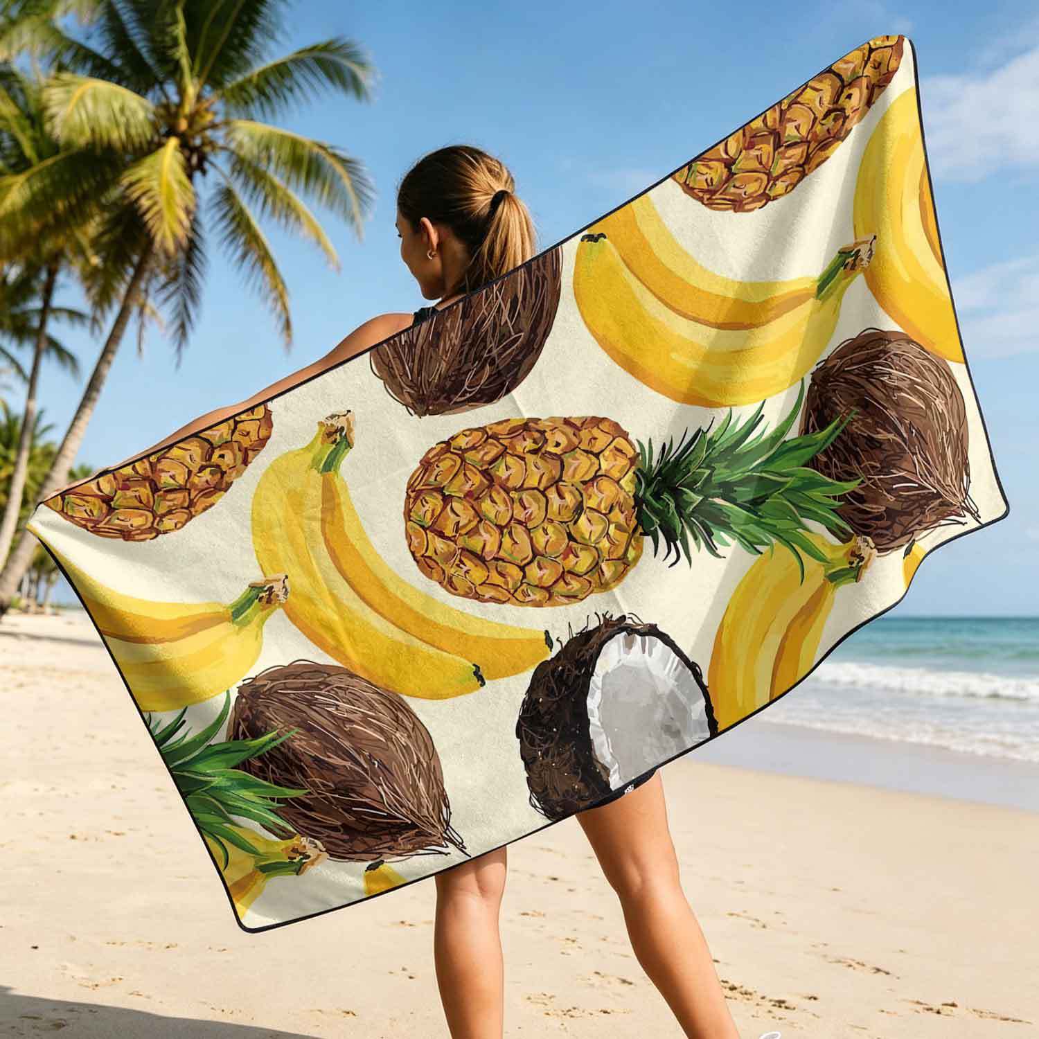 Printed bath towel and car seat cover 2-in-1, ultra-fine fiber outdoor beach and car dual-use universal seat cushion
